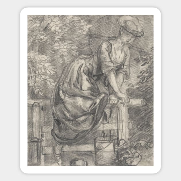 A Milkmaid Climbing a Stile by Thomas Gainsborough Magnet by Classic Art Stall